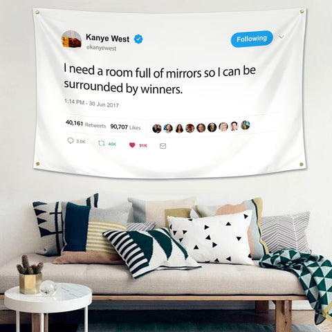 WHGJ Kanye flag with brass grommets ready for easy wall hanging