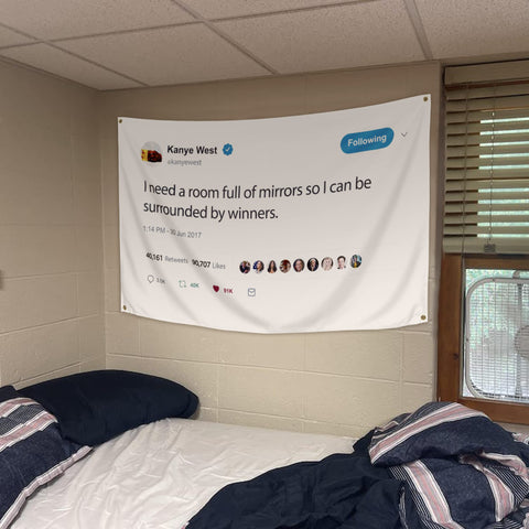 WHGJ Kanye flag dorm wall banner close-up of sturdy construction