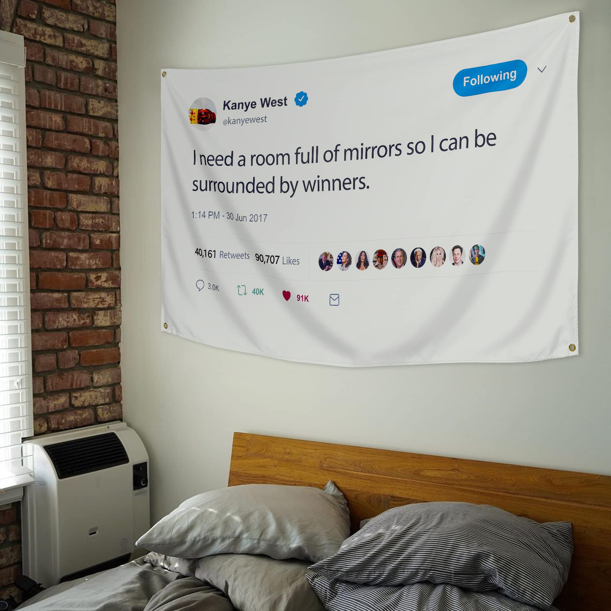 WHGJ Kanye flag double-stitched edge detail emphasizes durability for daily dorm display