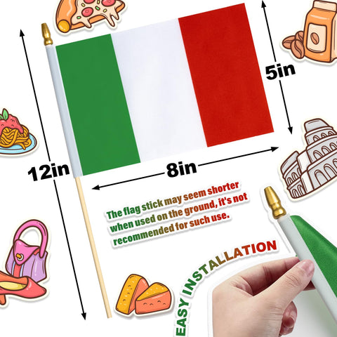 WHGJ mini Italy flag on stick for festive displays.