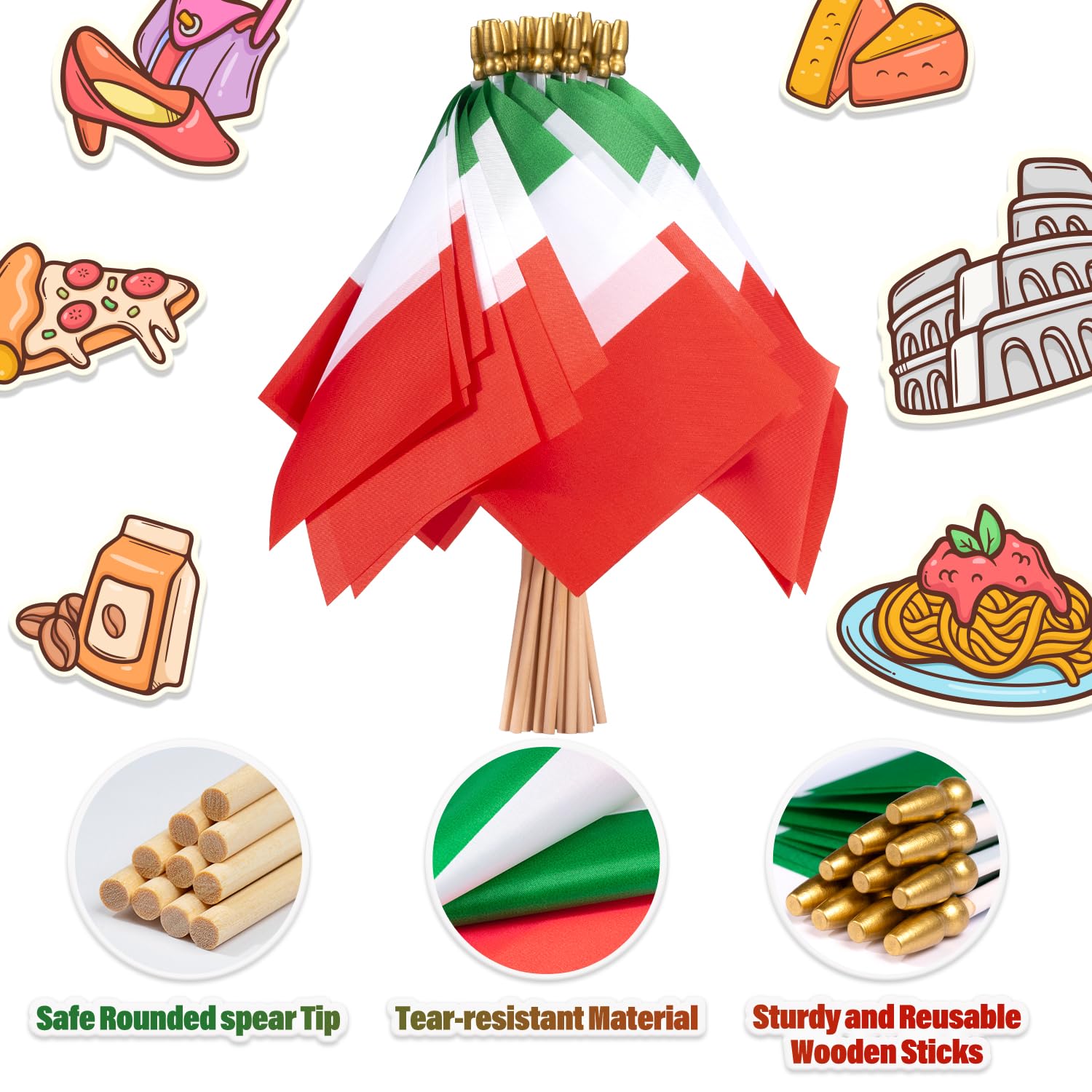 WHGJ durable polyester Italy flag stays bright in rain and sun.