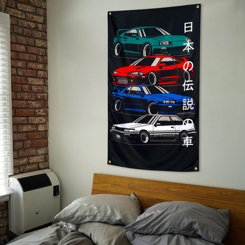 WHGJ JDM flag's vivid colors brighten dorm, garage, or porch decor.
