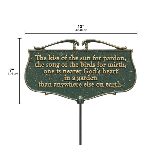 Whitehall Kiss of the Sun sign features sun-inspired verse; ideal for entryway.