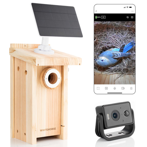 WHITEHORSE Bird House with Camera front view shows easy access and camera placement