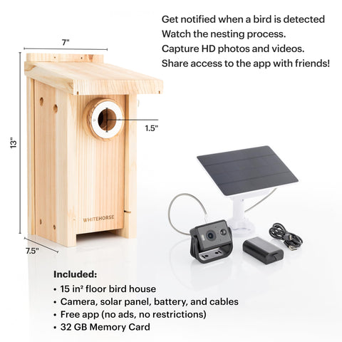 WHITEHORSE Bird House with Camera includes 32GB card and NABS specs