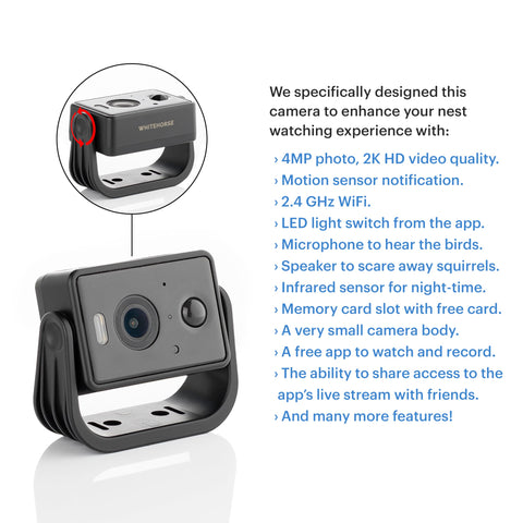 WHITEHORSE camera Wi-Fi indicator confirms wireless setup within range