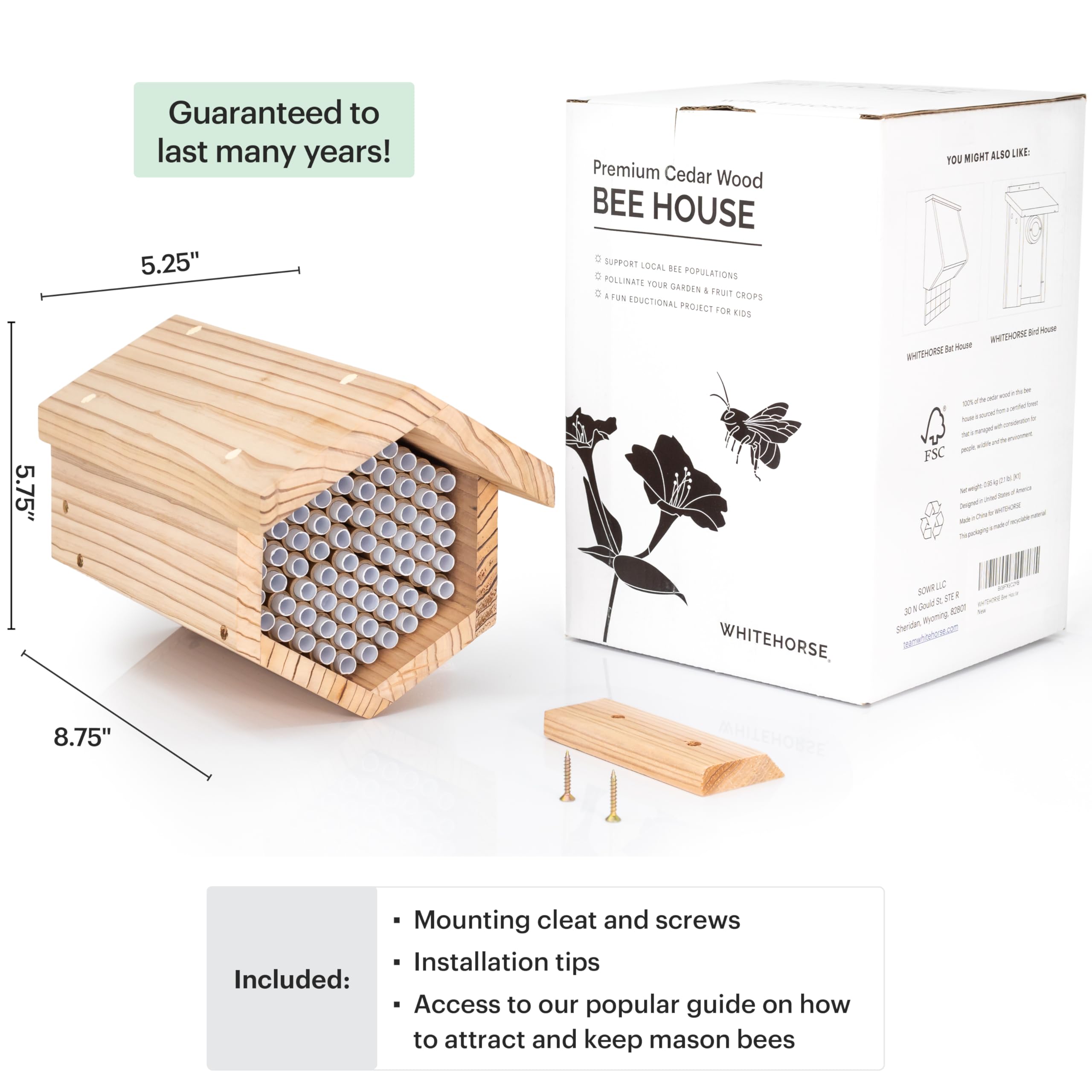 WHITEHORSE bee house designed as a kid-friendly outdoor learning project.