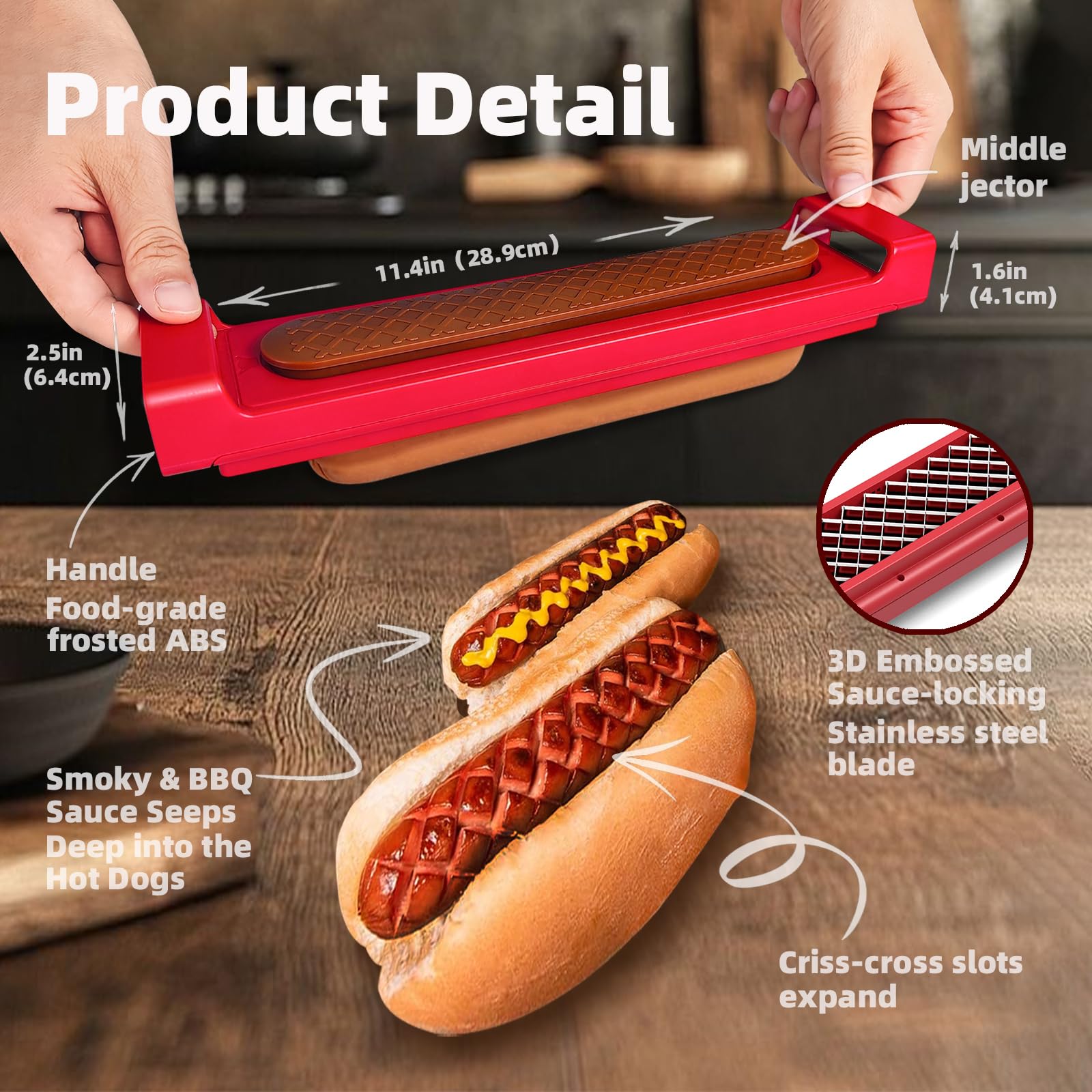 WhiteRhino hot dog scorer Easy Eject mechanism for safe release