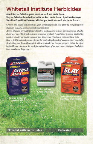 Slay field application shown, reducing broadleaf weeds to protect clover and alfalfa.