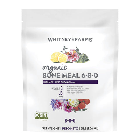 Whitney Farms bone meal 6-8-0 bag boosts phosphorus for strong roots and vibrant blooms