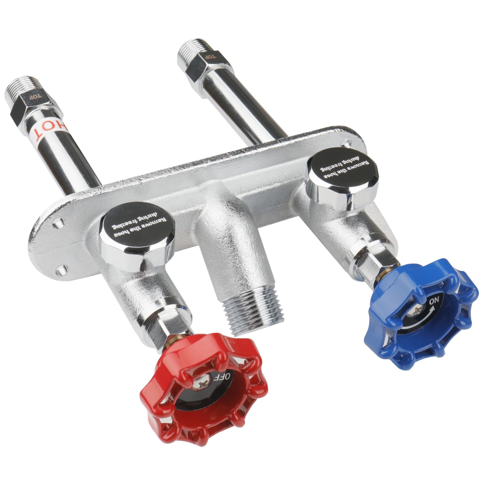WHK four-inch frost-free spigot for outdoor hot and cold water.