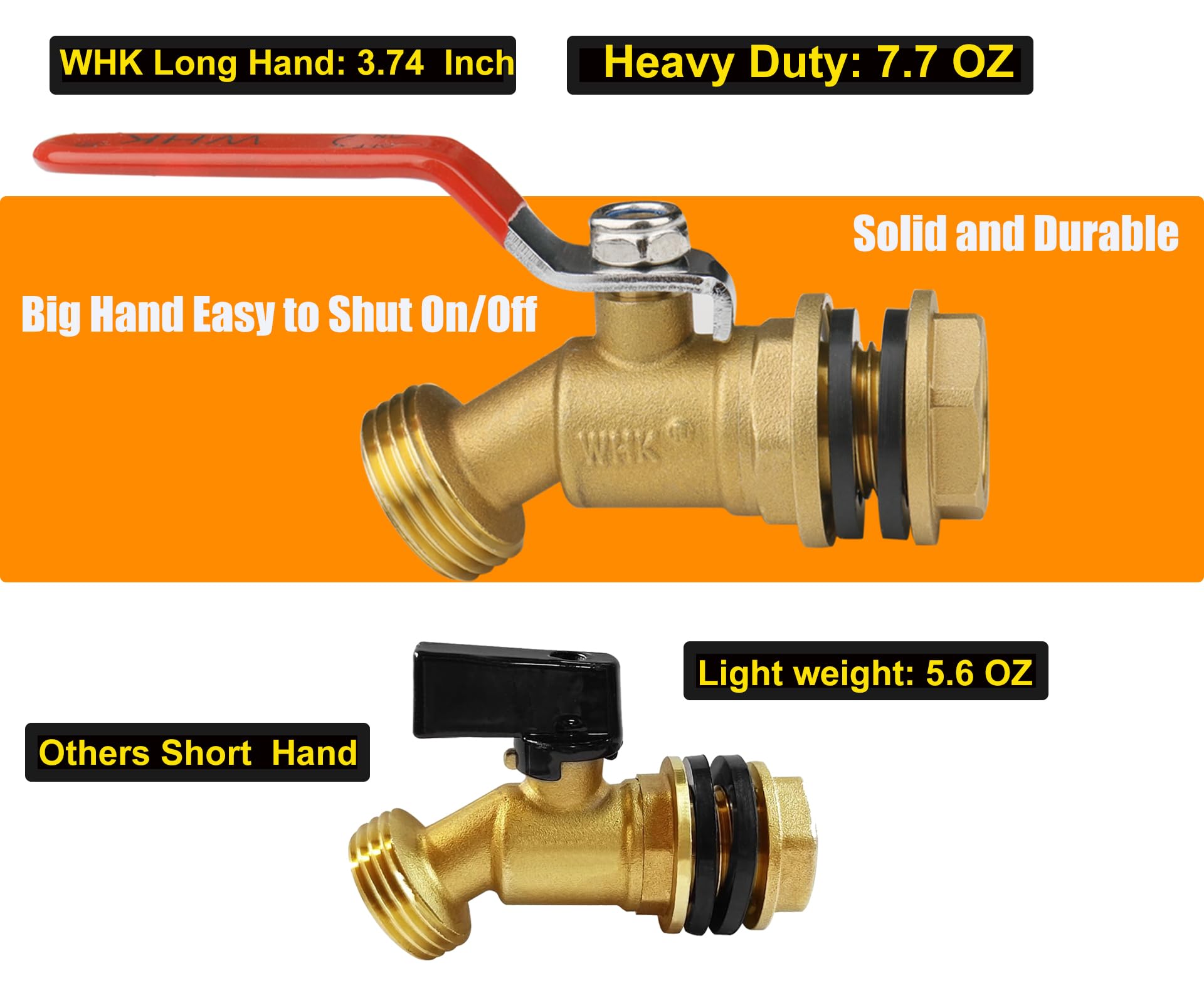 WHK brass spigot construction for durable outdoor use