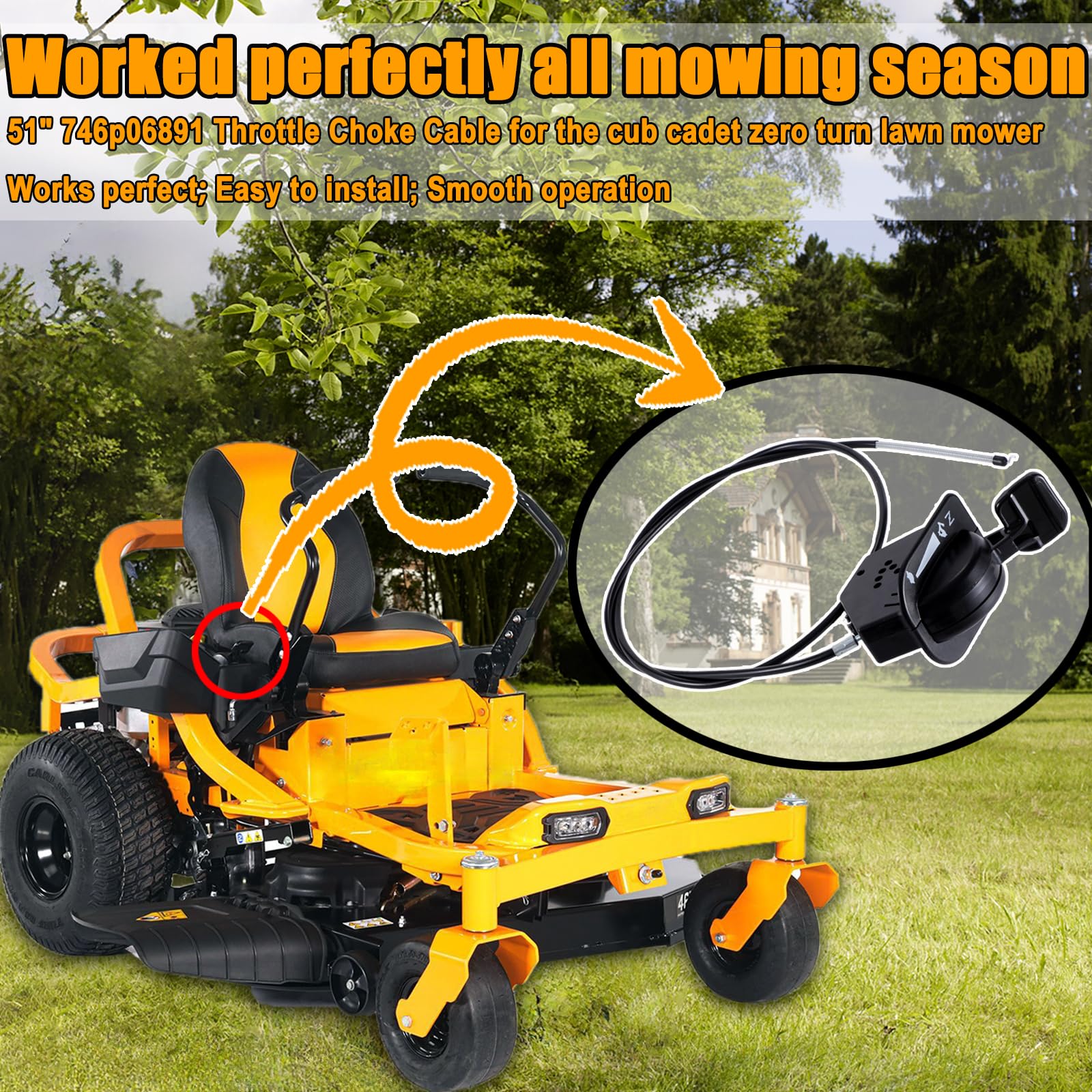 Whldyno throttle choke cable for ZT1-50 compatibility enables precise throttle positioning.