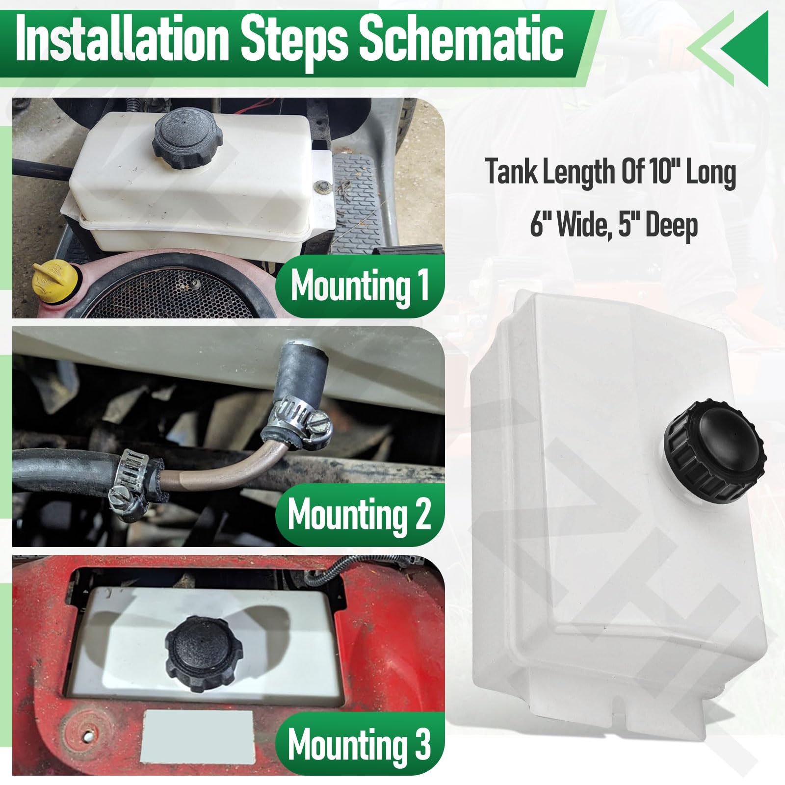 WHMYZHL fuel tank dimensions: 13 inches total length, 10 inch tank length, fits riding mowers