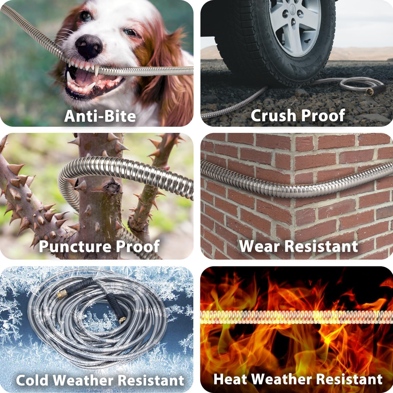 WHOBUY metal hose is suitable for indoor and outdoor tasks with durability.