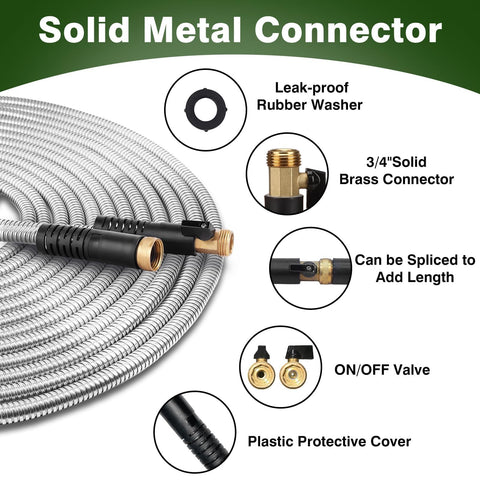 WHOBUY metal hose with kink-free design enables smooth watering around obstacles.