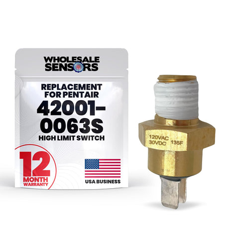 Wholesale Sensors Pentair 42001-0063S high-limit switch front view demonstrates compact, reliable design for quick field replacement.