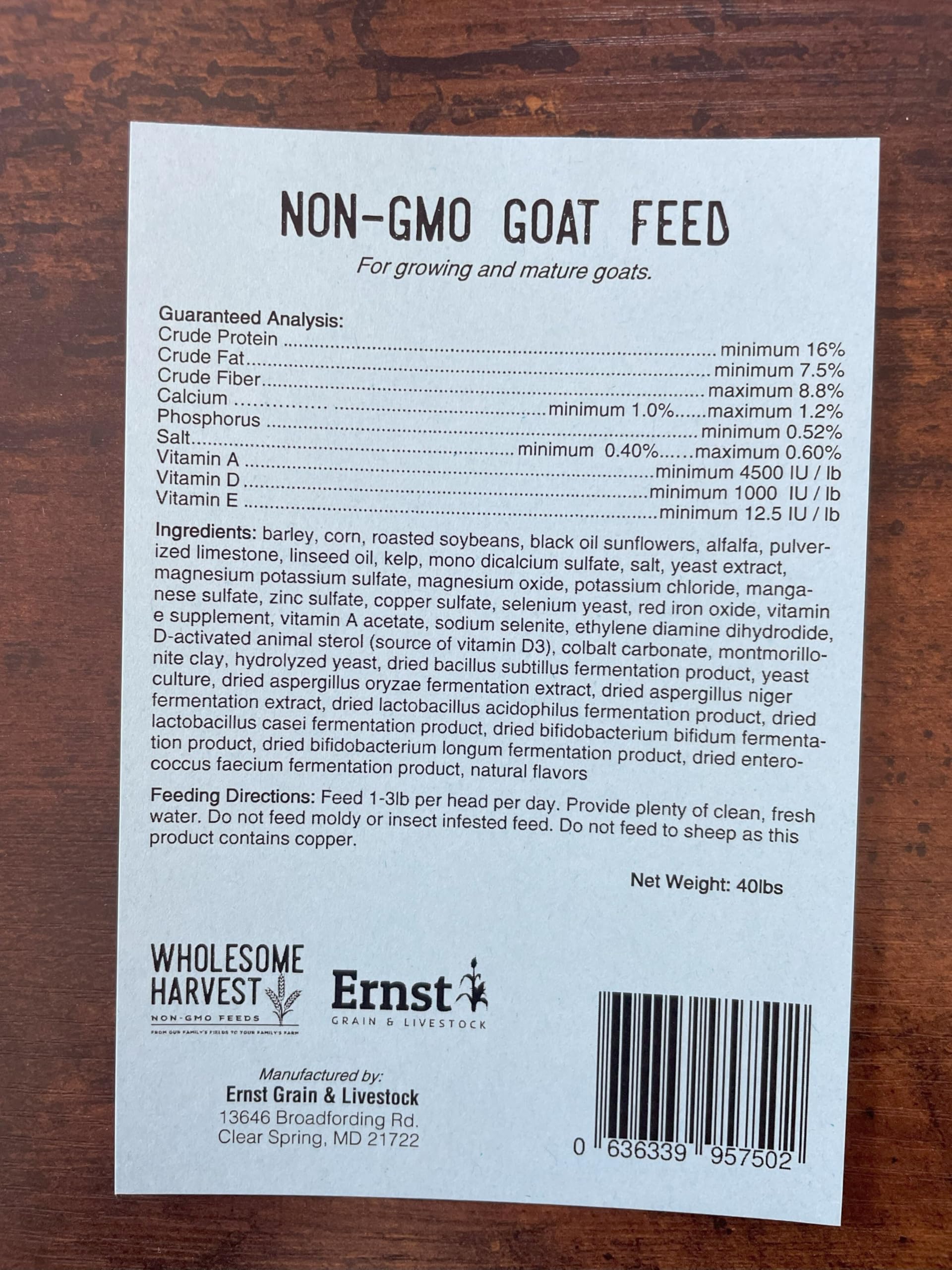 Wholesome Harvest 10 lb bag packaging for easy storage.