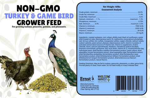 Wholesome Harvest omega-3 enriched feed bowl supports plumage health.