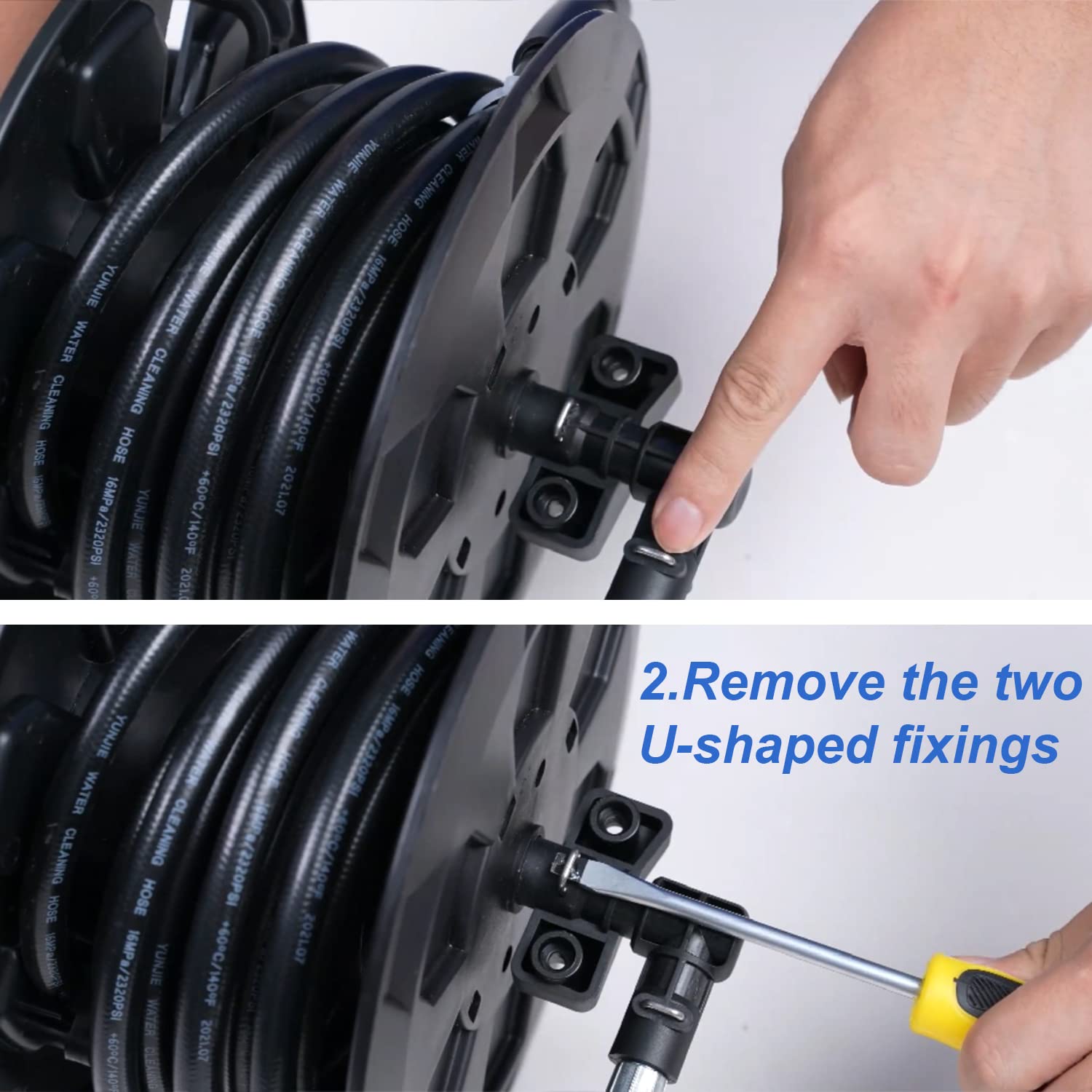 WHOLESUN Two-Way Fittings dimensions shown for precise reel fit.