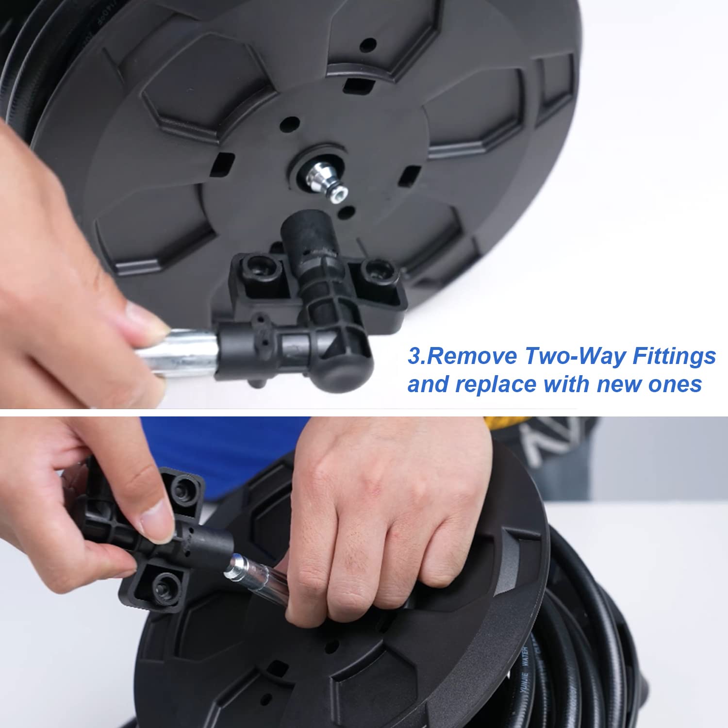 WHOLESUN Two-Way Fittings in-use image showing secure hose connection.
