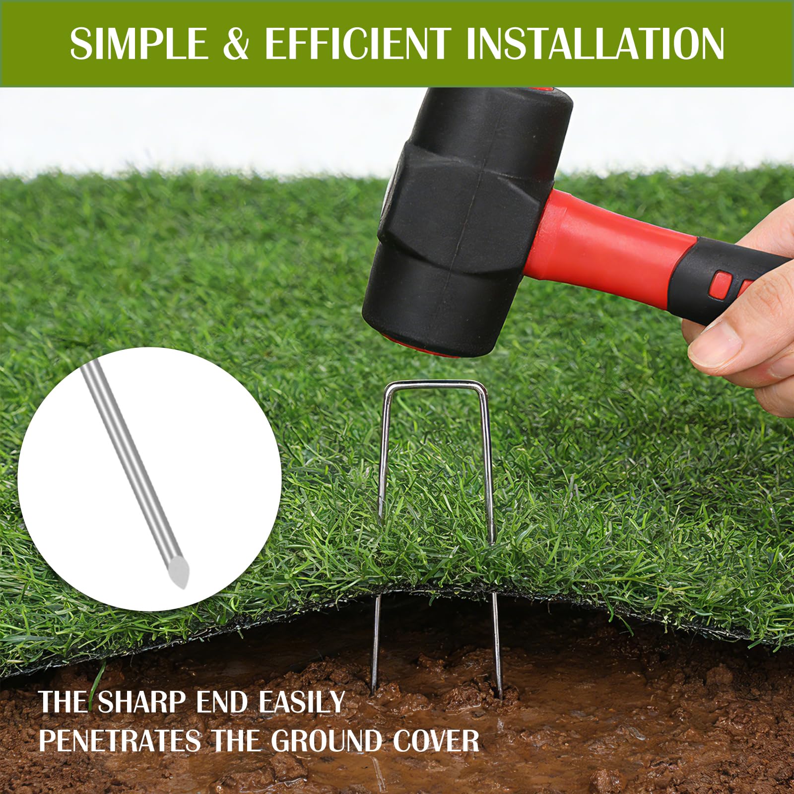 Whonline galvanized steel stake, 4in, side view shows sturdy shank for strong fixation.