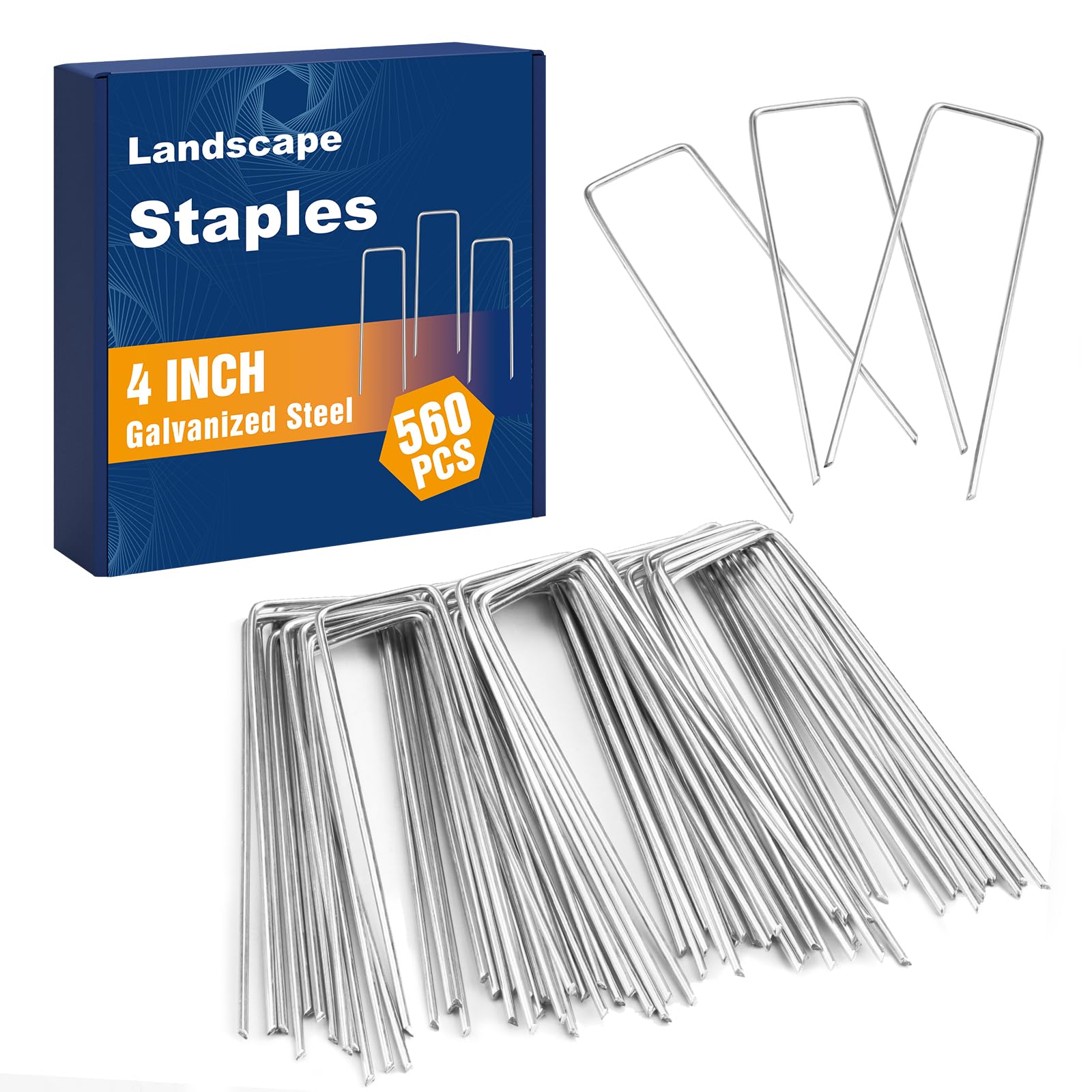 Whonline 560-pack landscape staples secure fabric for durable ground cover.