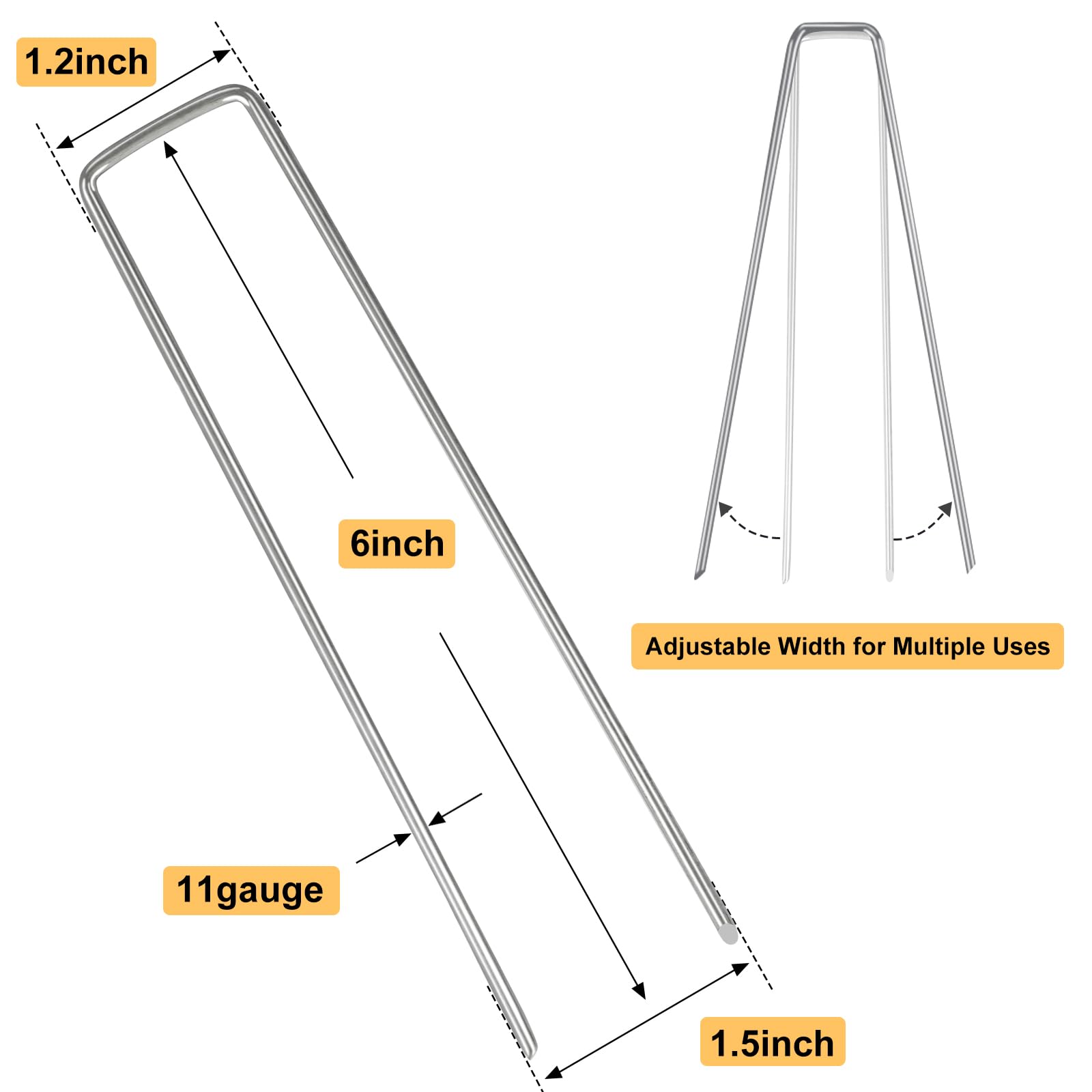 Whonline 6-inch 11ga stake with beveled end for quick soil penetration.