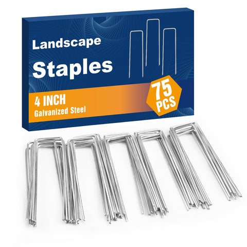 Whonline 75-pack galvanized stakes top view securing turf and barrier