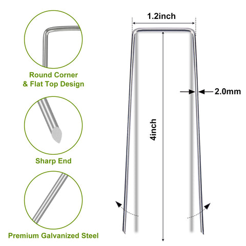 Whonline 75-pack 4-inch stakes side profile showing U-shape design