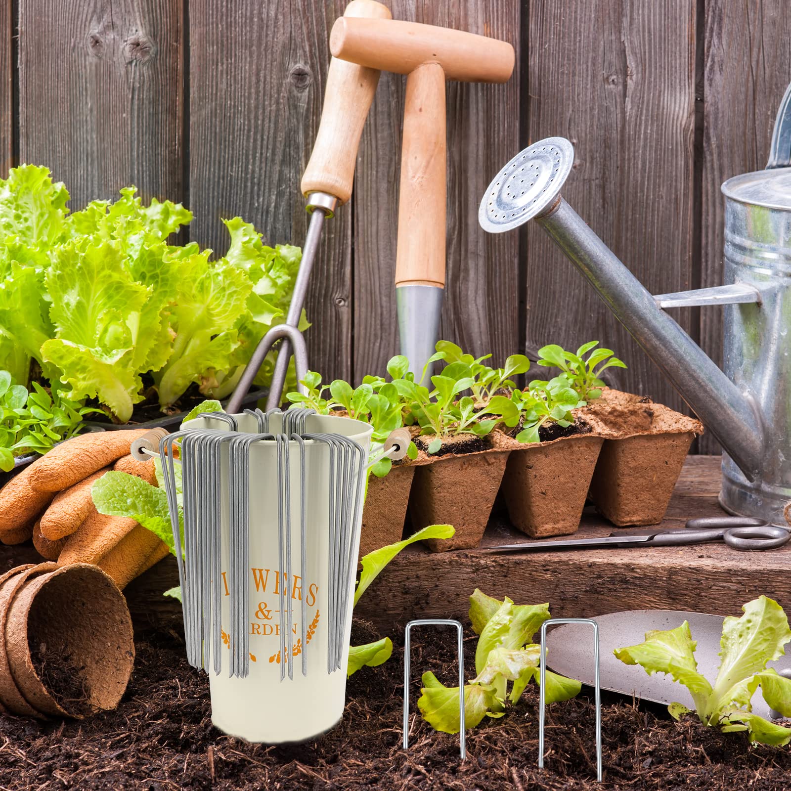 Whonline sturdy yard staples support lawn edges and borders.
