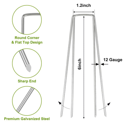 Whonline galvanized steel stake with flat-top design for firm anchoring.