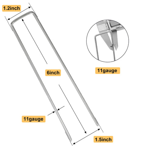 Whonline U-shaped garden stake closeup showing beveled ends for easy penetration.