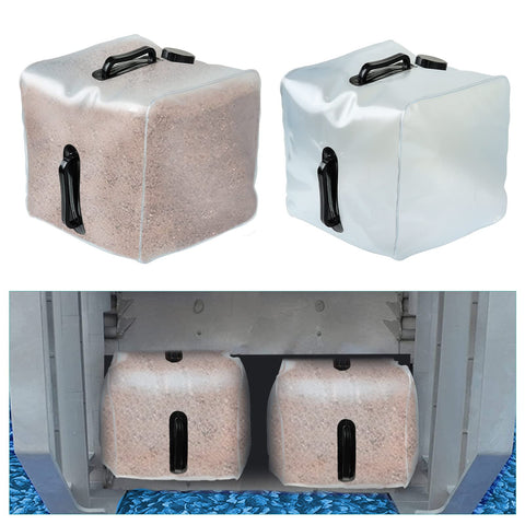 Whumsdog pool weight lid open showing sand filling