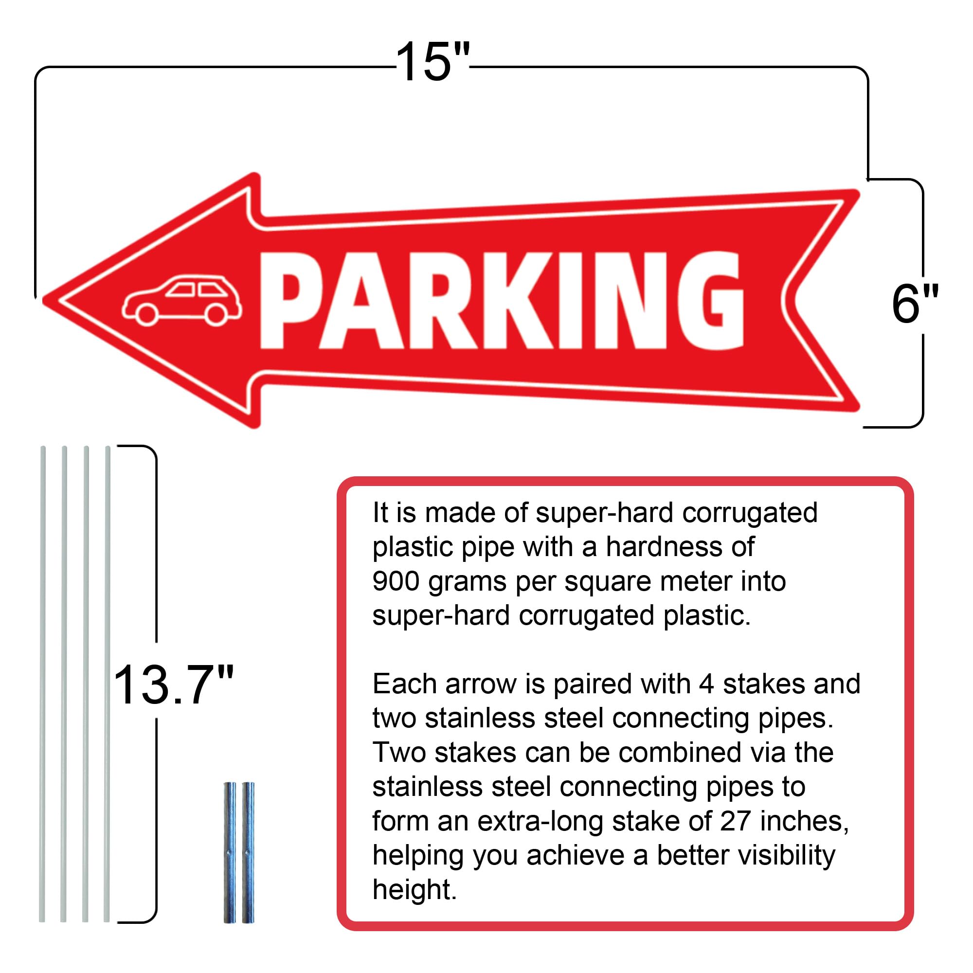 WHWHW parking sign with right arrow for clear driveway guidance.