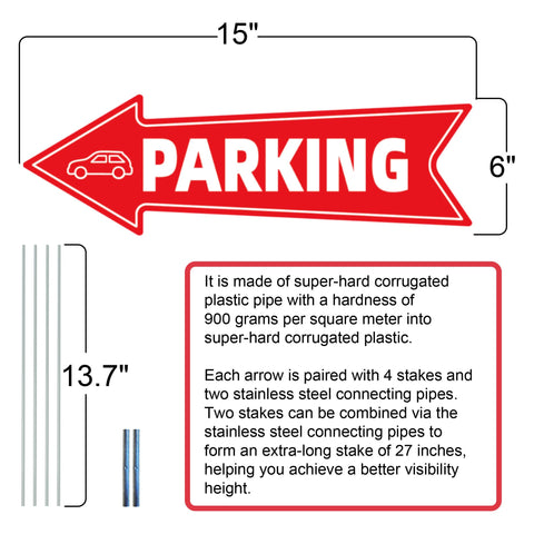 WHWHW parking sign with right arrow for clear driveway guidance.