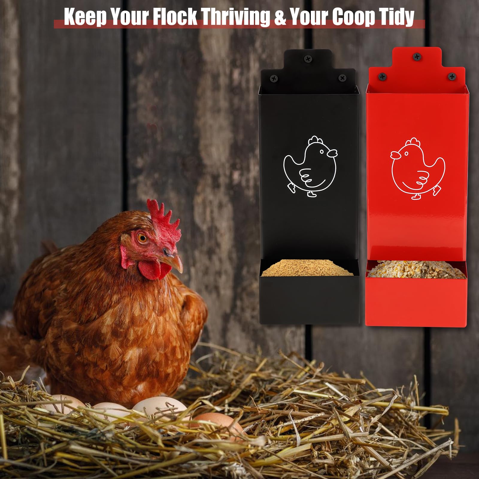 WHXE MNHEE calcium and grit feeder keeps supplements organized in coop