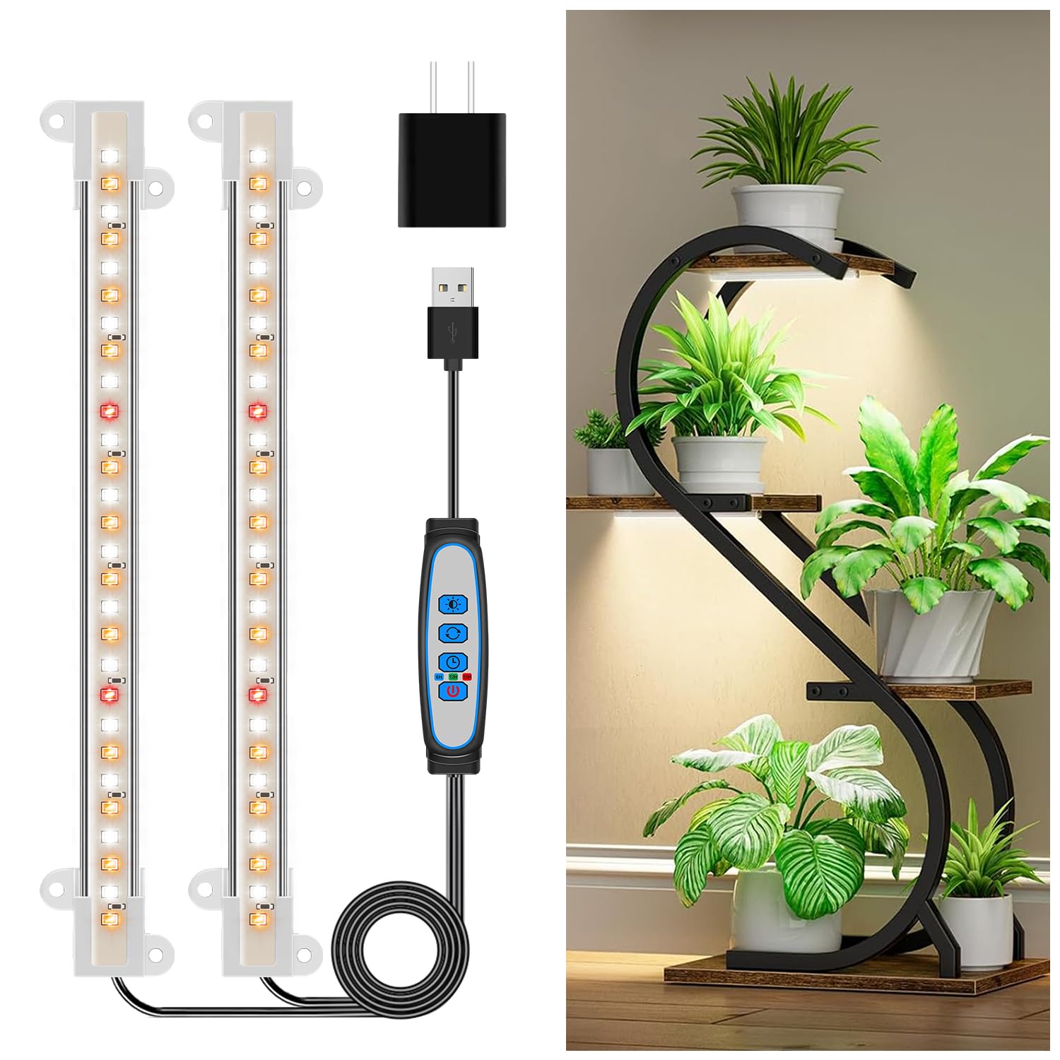 Wiaxulay 8-Inch grow light strip front view for compact indoor lighting