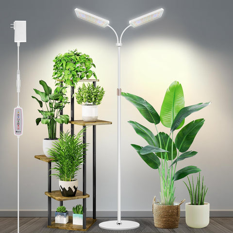 Wiaxulay grow light with full-spectrum LEDs for vibrant indoor plant growth and flowering support.