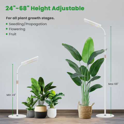 Wiaxulay grow light with height-adjustable gooseneck for tall plants