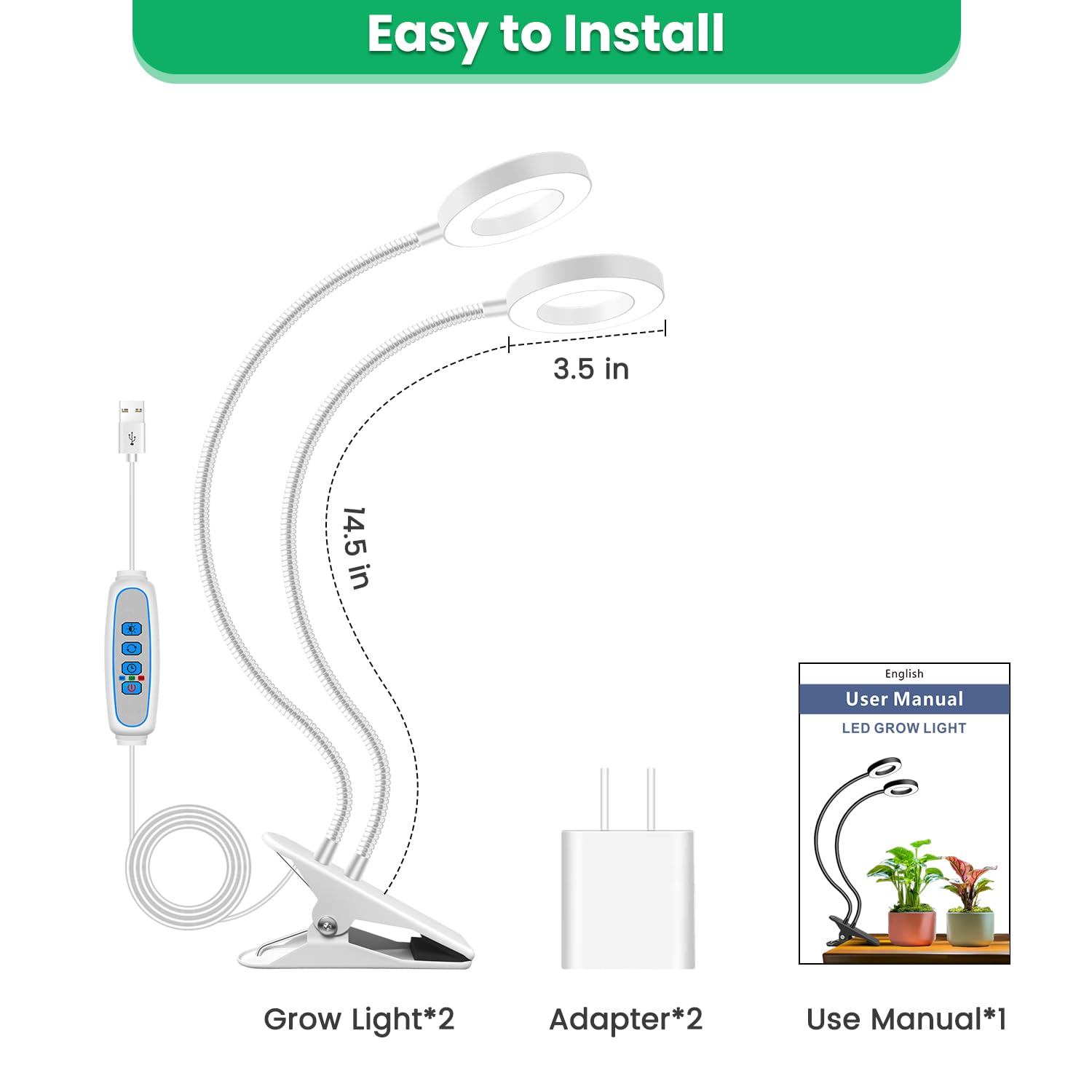Wiaxulay Grow Light two-pack provides expanded coverage for multiple fixtures.