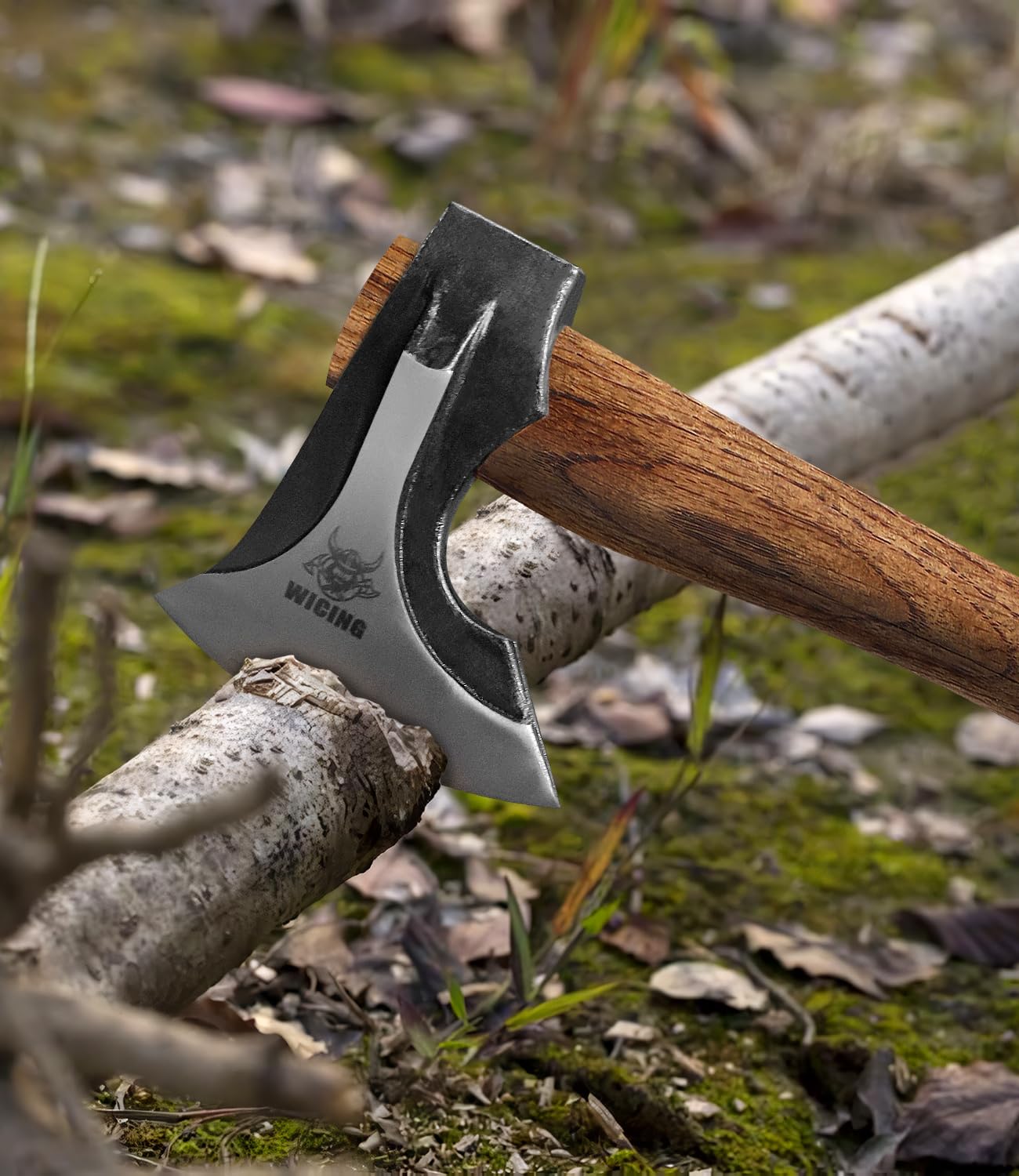 WICING hatchet with hickory handle delivers durable, reliable grip.