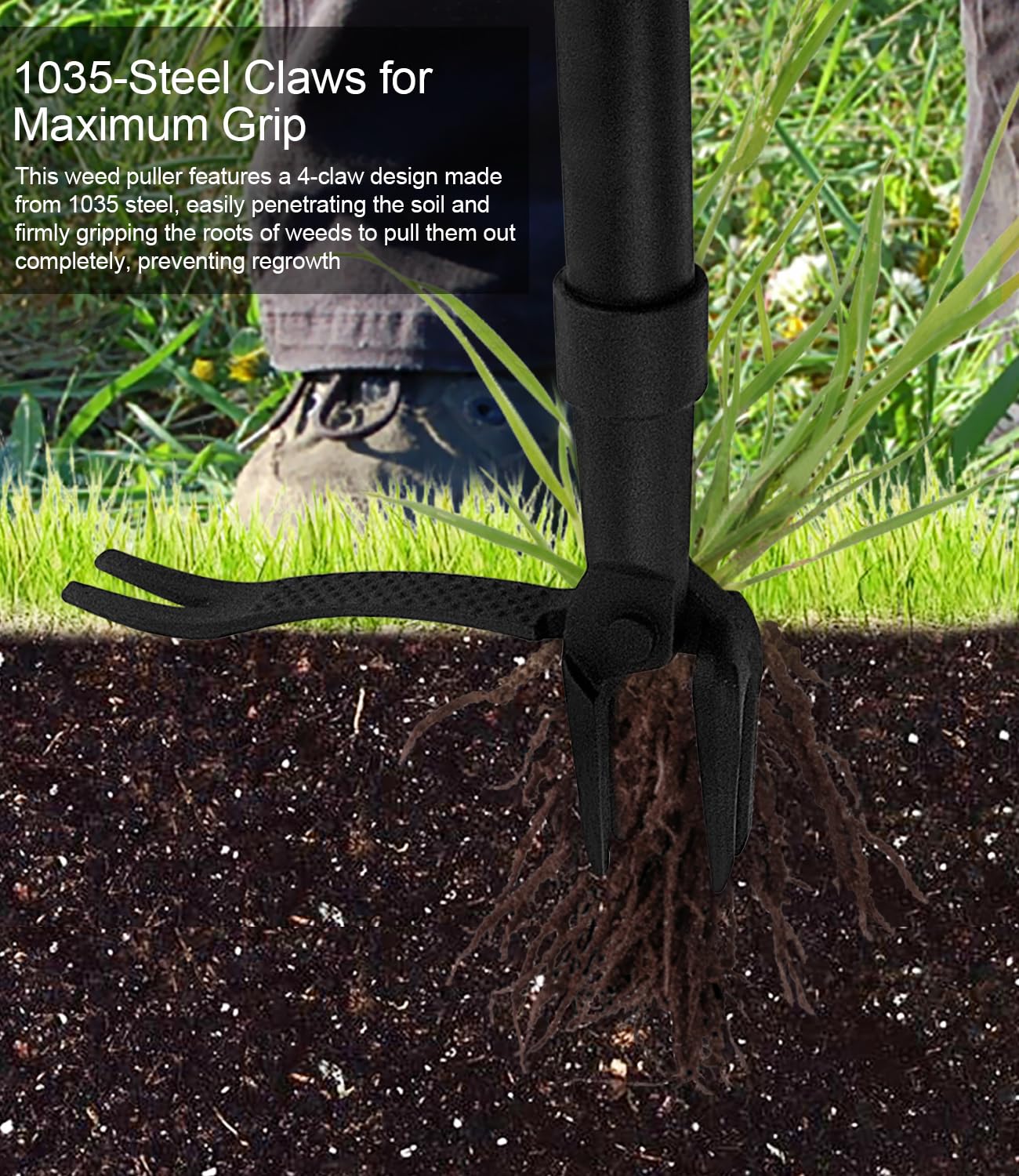 WICING weed puller with extendable handle allowing standing weed removal