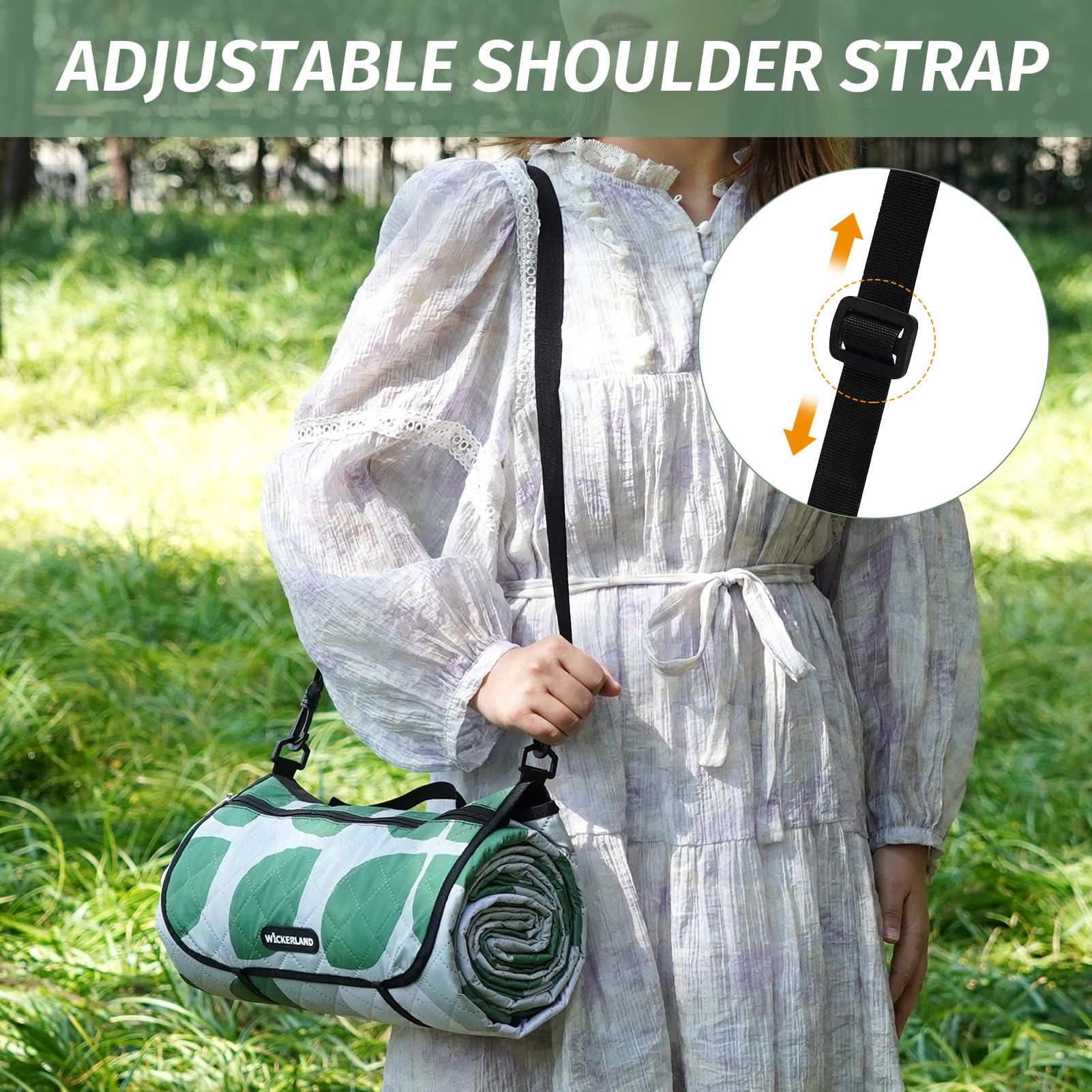 WICKERLAND lightweight-roll-up-picnic-blanket packs compactly for travel.