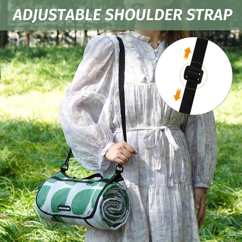 WICKERLAND lightweight-roll-up-picnic-blanket packs compactly for travel.