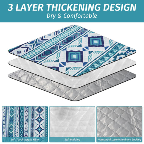 WICKERLAND beach blanket with waterproof bottom blocks moisture on sand.