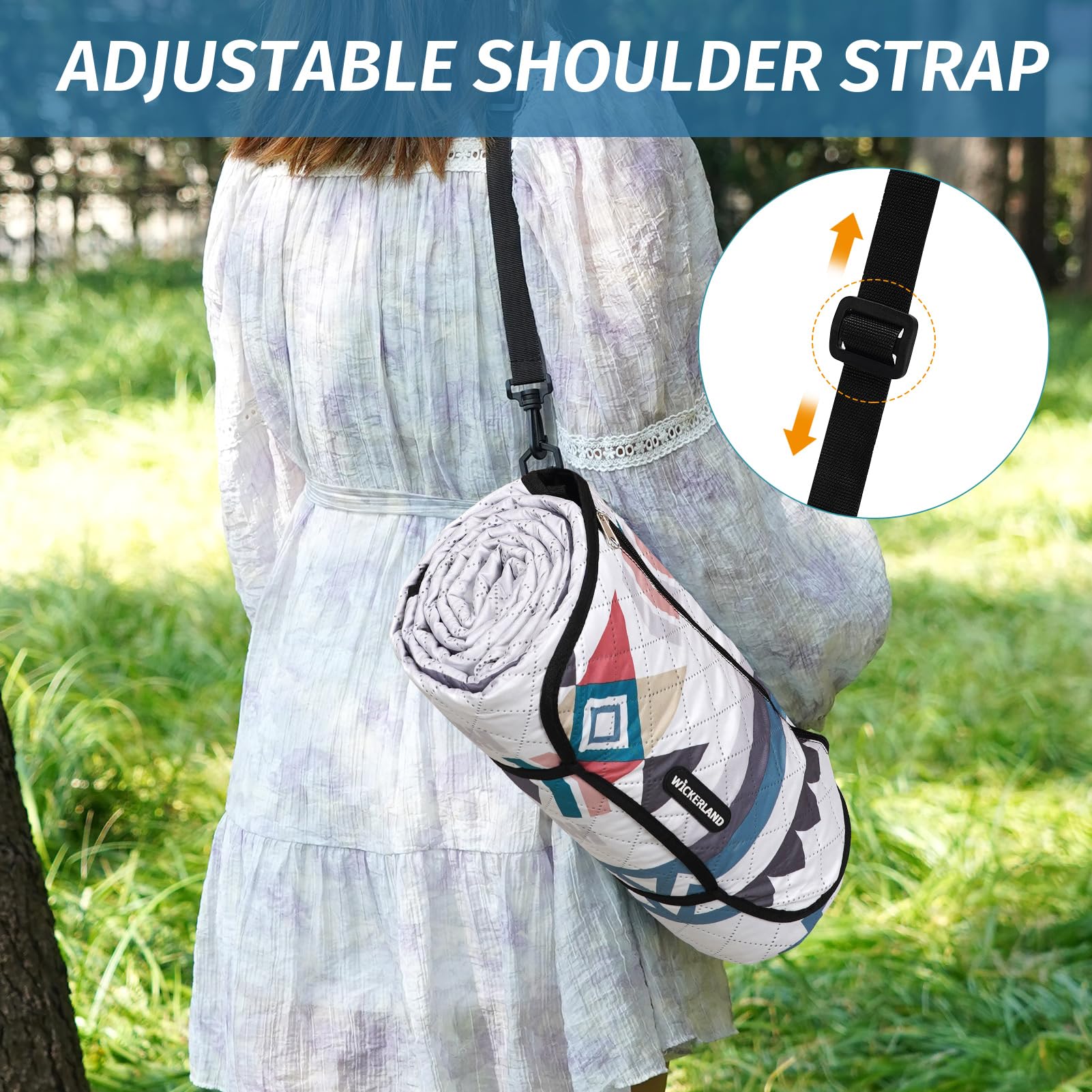 Wickerland windproof blanket with stakes stays secure on sand