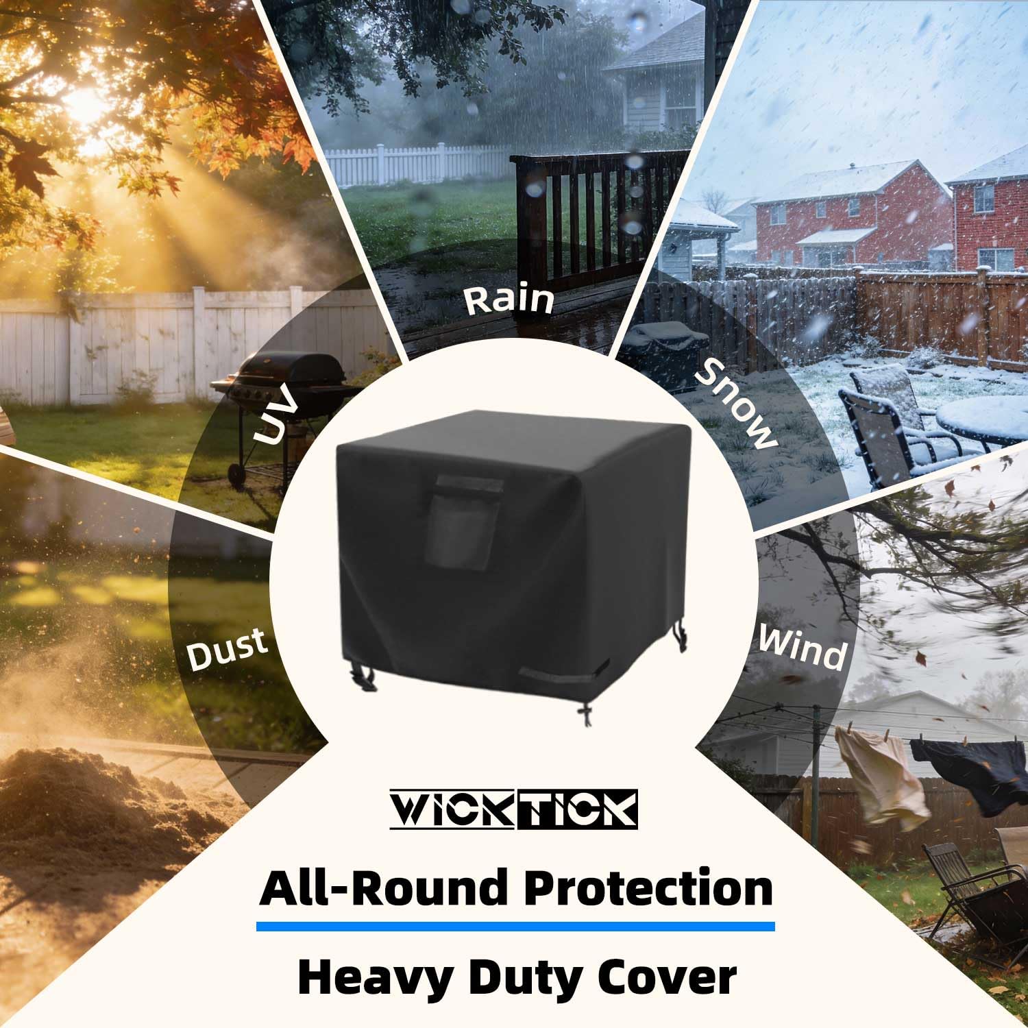 WICKTICK adaptable 28–32 inch tall square pits fit versatile setups.