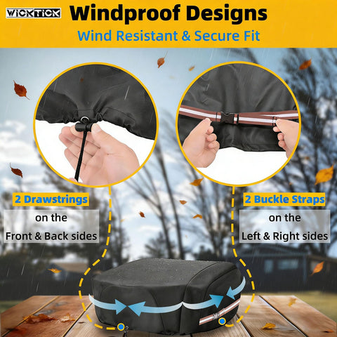 WICKTICK heavy-duty 600D Oxford fabric resists fading and harsh elements over time.