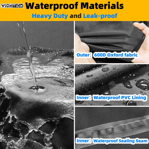 WICKTICK waterproof inner layer blocks rain from seeping into your grill.